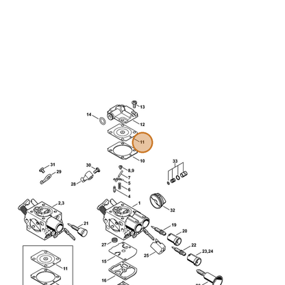 STIHL part 1141-121-4730 — IPL diagram snippet (6x zoom, amber highlight)