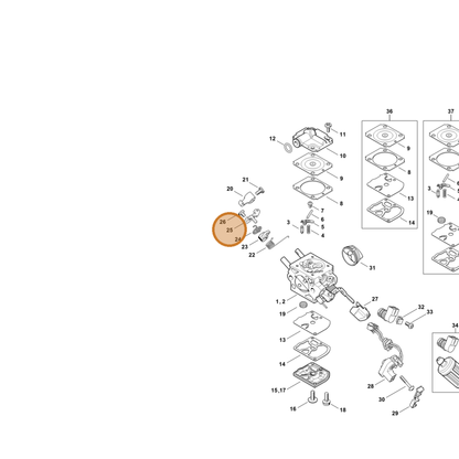 STIHL part 1141-121-6100 — IPL diagram snippet (6x zoom, amber highlight)