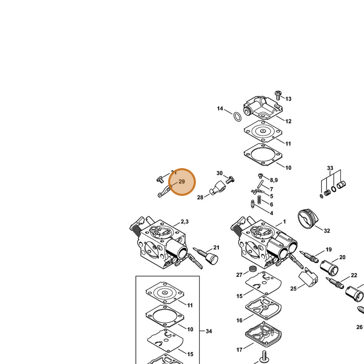 STIHL part 1141-121-6600 — IPL diagram snippet (6x zoom, amber highlight)