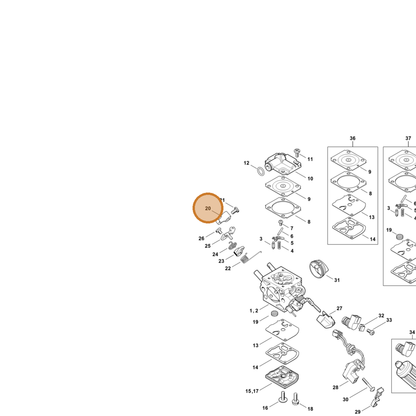 STIHL part 1141-121-6602 — IPL diagram snippet (6x zoom, amber highlight)