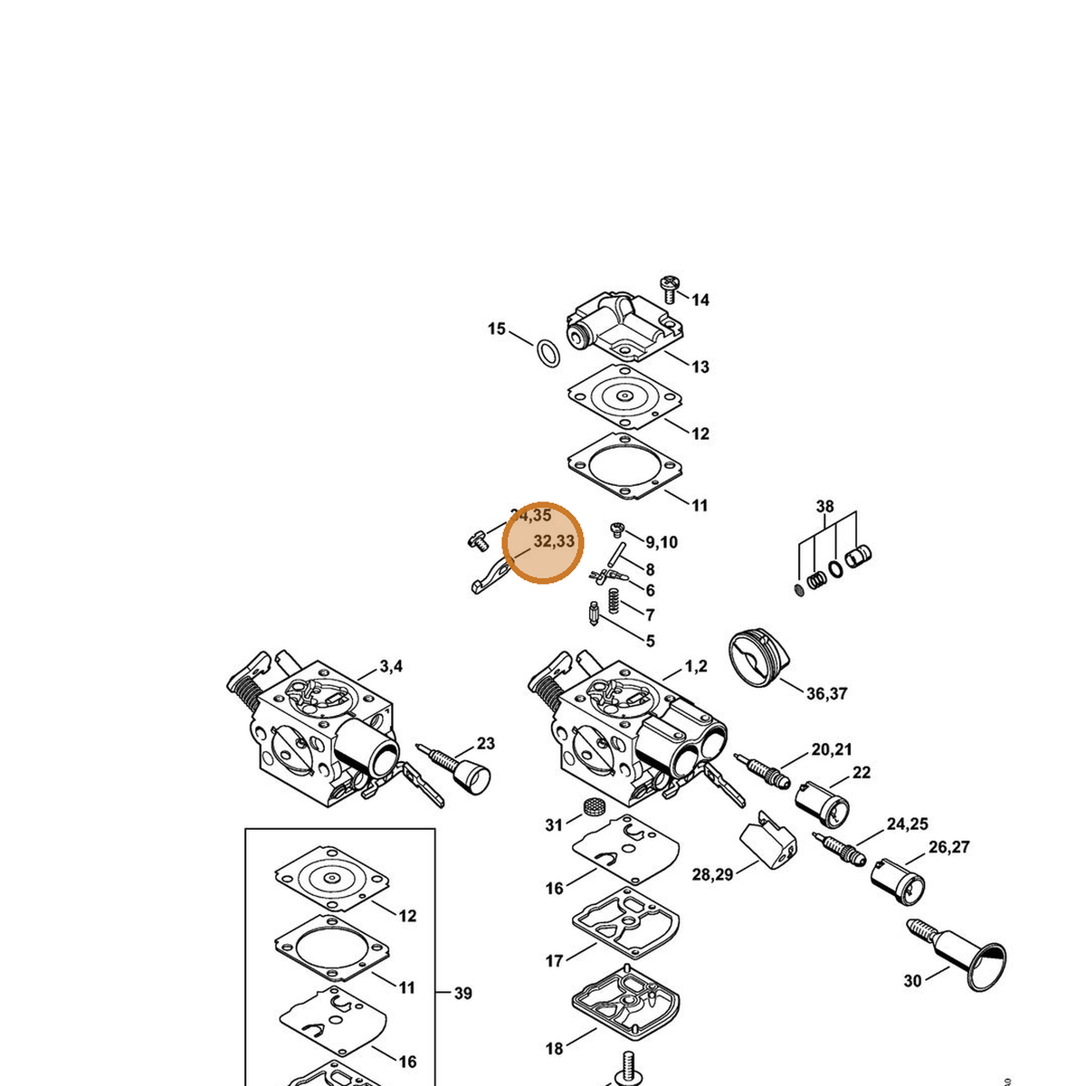 STIHL part 1141-121-6603 — IPL diagram snippet (6x zoom, amber highlight)