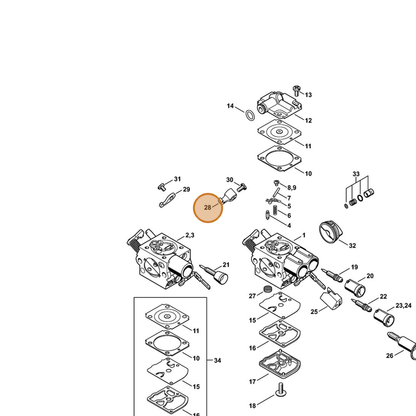 STIHL part 1141-121-6630 — IPL diagram snippet (6x zoom, amber highlight)