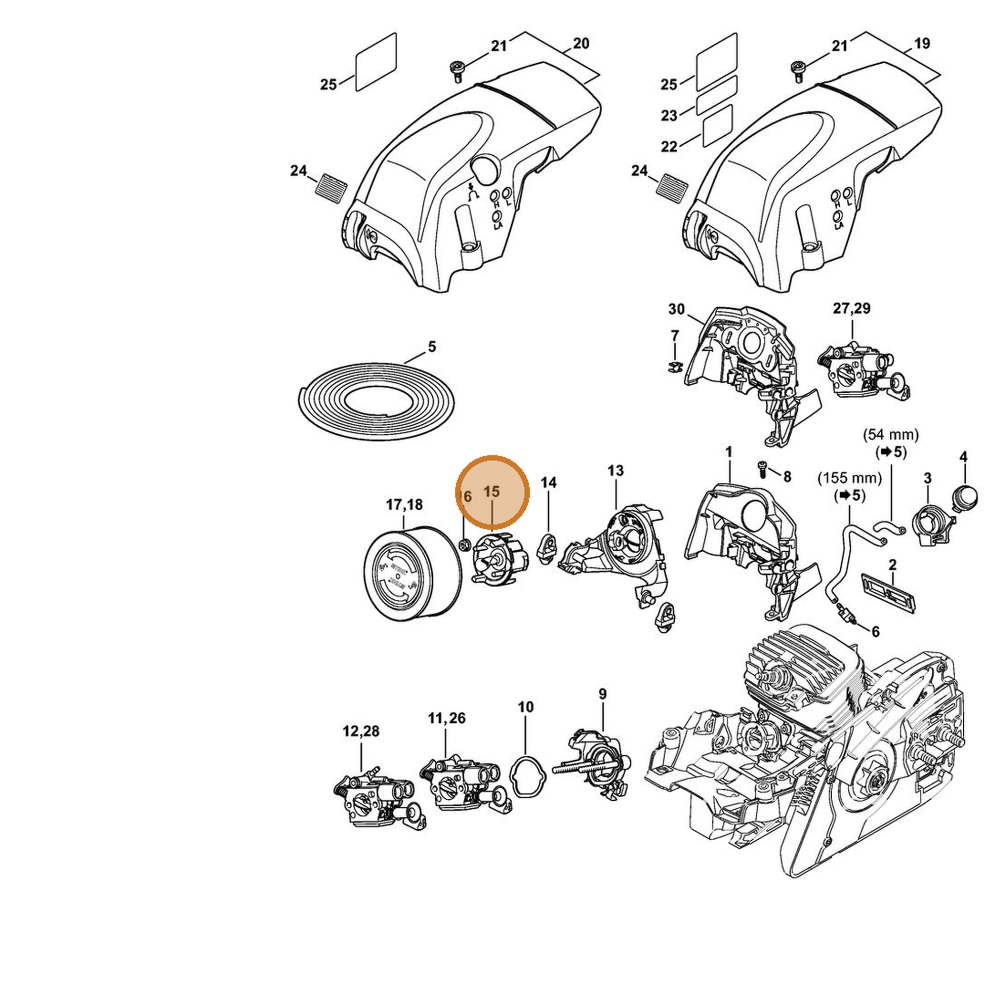 STIHL part 1141-121-6900 — IPL diagram snippet (6x zoom, amber highlight)