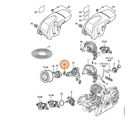 STIHL part 1141-122-9902 — IPL diagram snippet (6x zoom, amber highlight)
