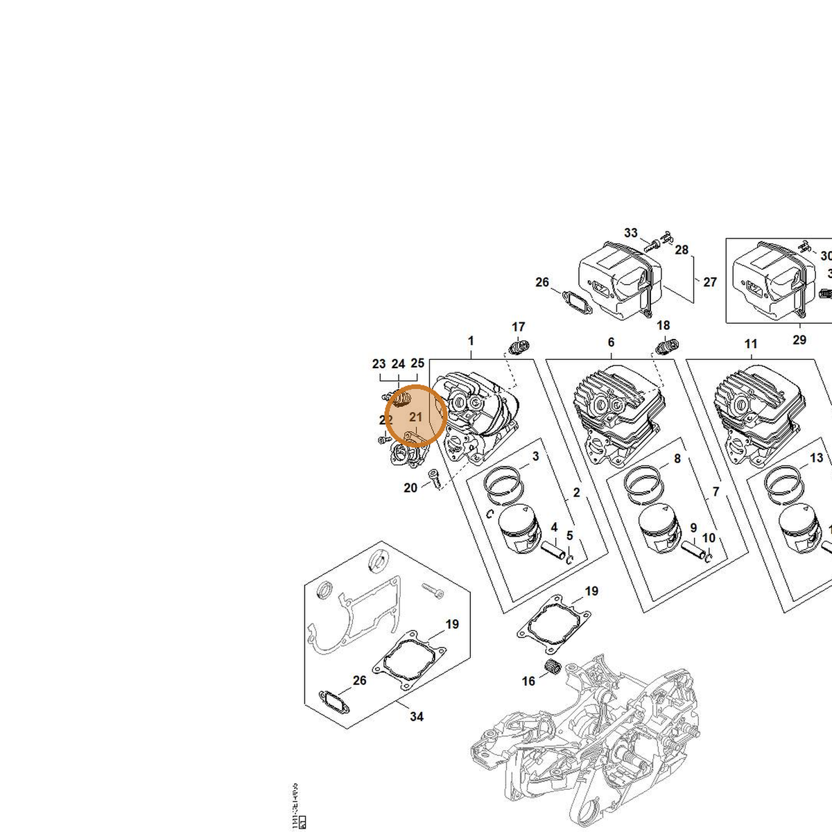 STIHL part 1141-140-2530 — IPL diagram snippet (6x zoom, amber highlight)