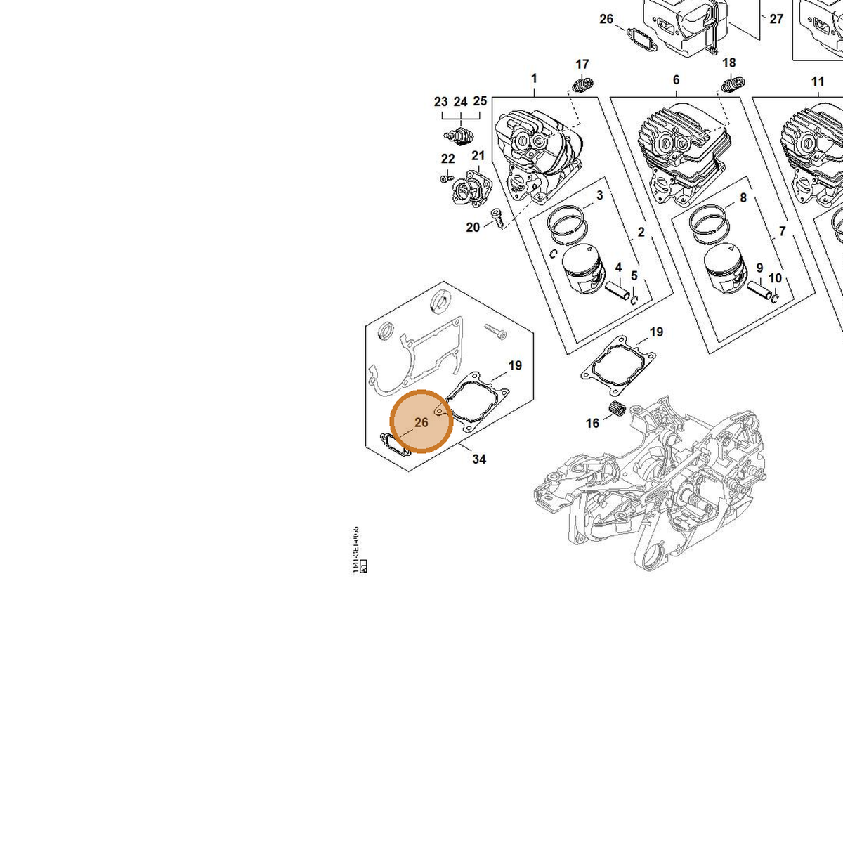 STIHL part 1141-149-0600 — IPL diagram snippet (6x zoom, amber highlight)