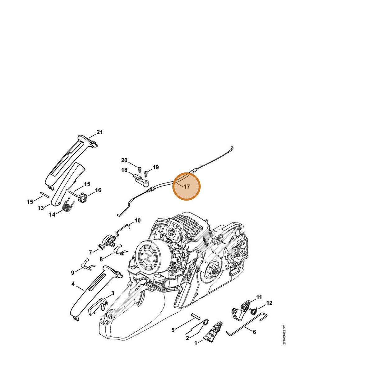 STIHL part 1141-160-2500 — IPL diagram snippet (6x zoom, amber highlight)