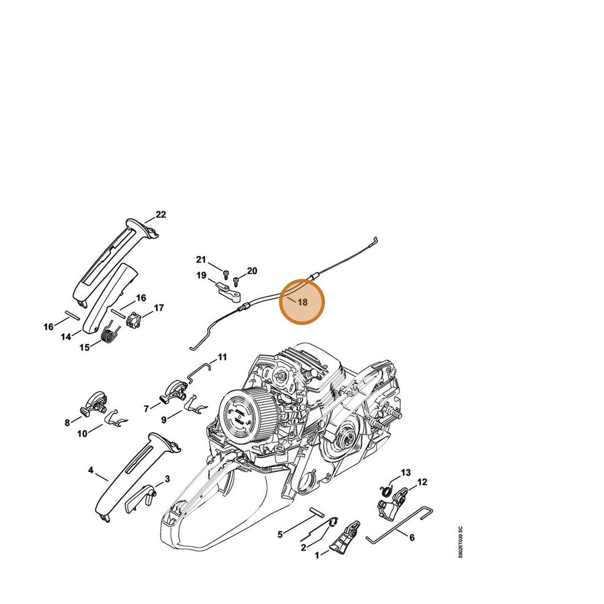 STIHL part 1141-160-2502 — IPL diagram snippet (6x zoom, amber highlight)