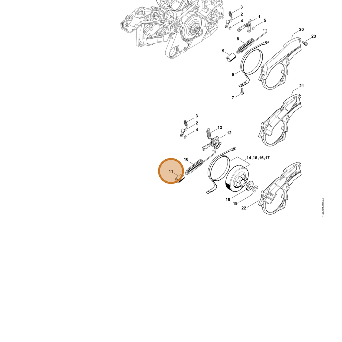 STIHL part 1141-162-8000 — IPL diagram snippet (6x zoom, amber highlight)