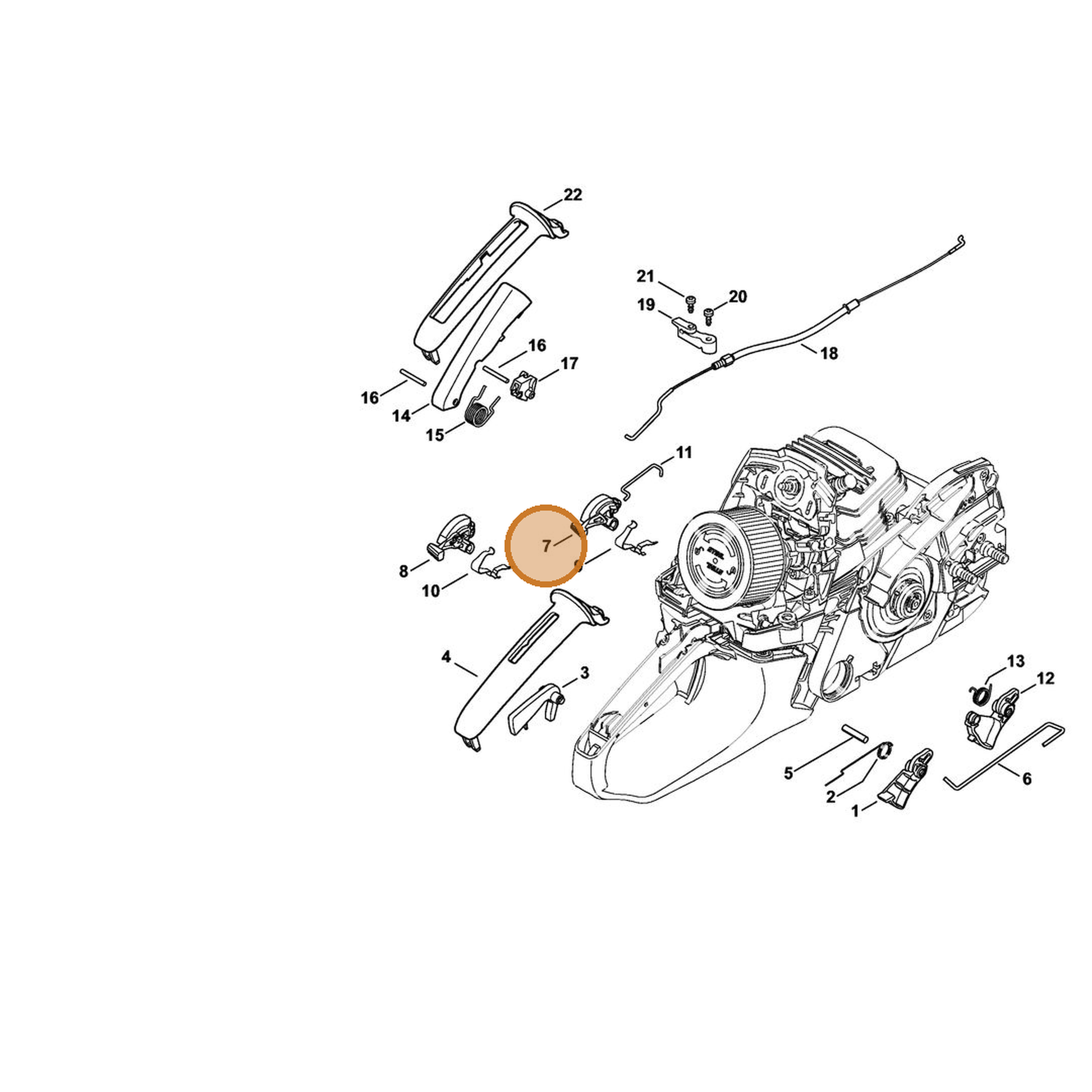 STIHL part 1141-182-0900 — IPL diagram snippet (6x zoom, amber highlight)