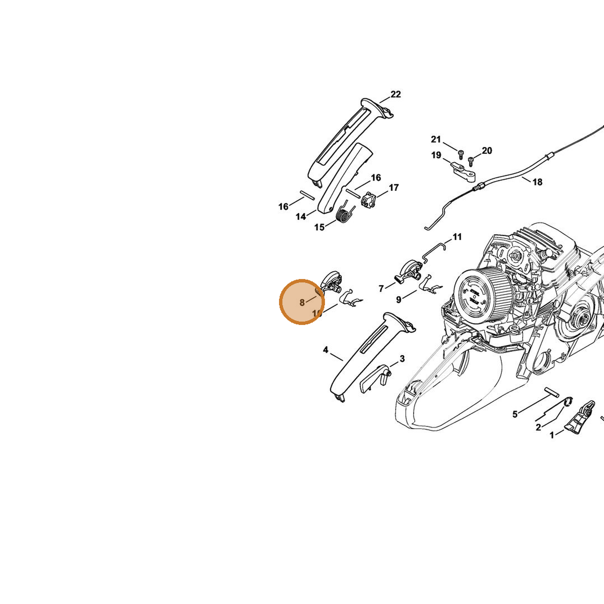 STIHL part 1141-182-0920 — IPL diagram snippet (6x zoom, amber highlight)