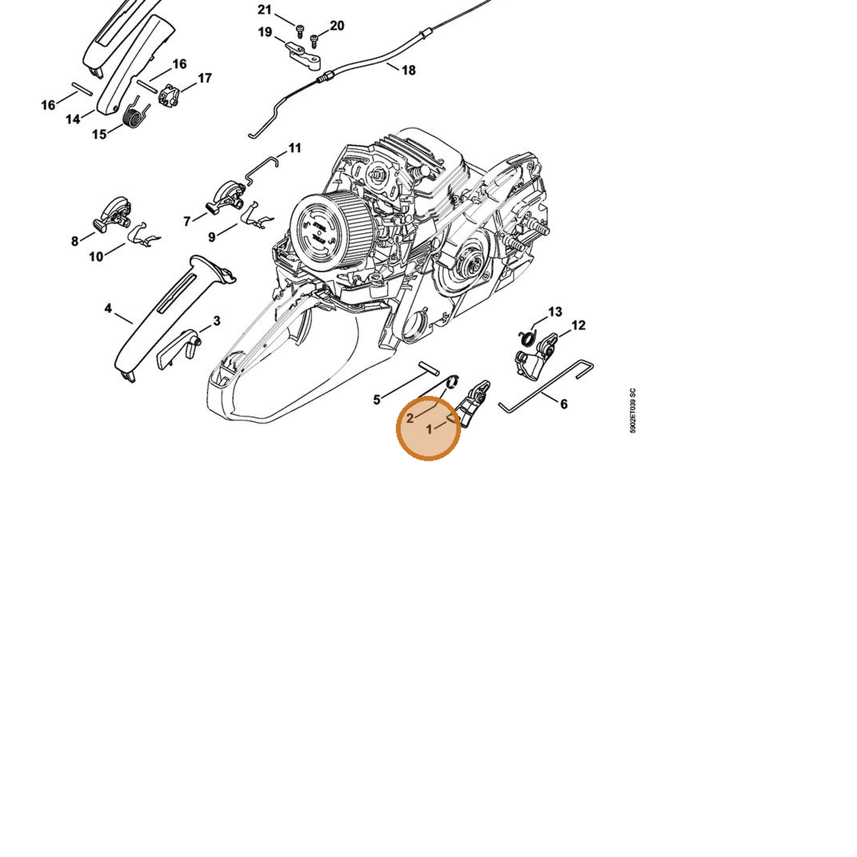STIHL part 1141-182-1000 — IPL diagram snippet (6x zoom, amber highlight)
