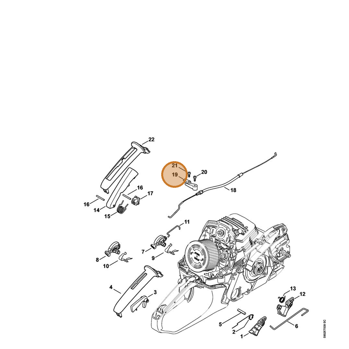STIHL part 1141-182-1600 — IPL diagram snippet (6x zoom, amber highlight)