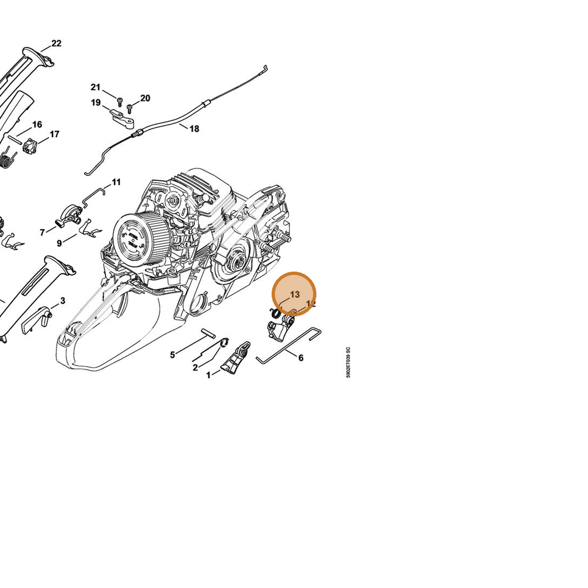 STIHL part 1141-182-4500 — IPL diagram snippet (6x zoom, amber highlight)