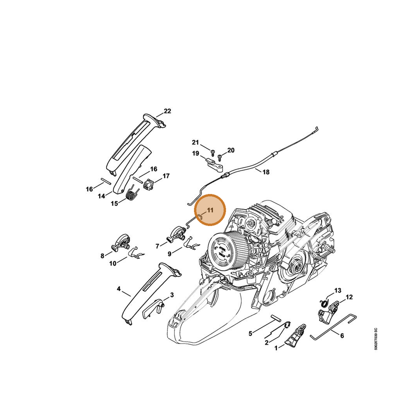 STIHL part 1141-185-1900 — IPL diagram snippet (6x zoom, amber highlight)