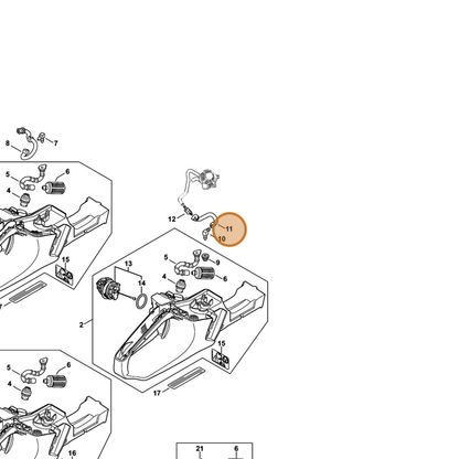 STIHL part 1141-358-7702 — IPL diagram snippet (6x zoom, amber highlight)