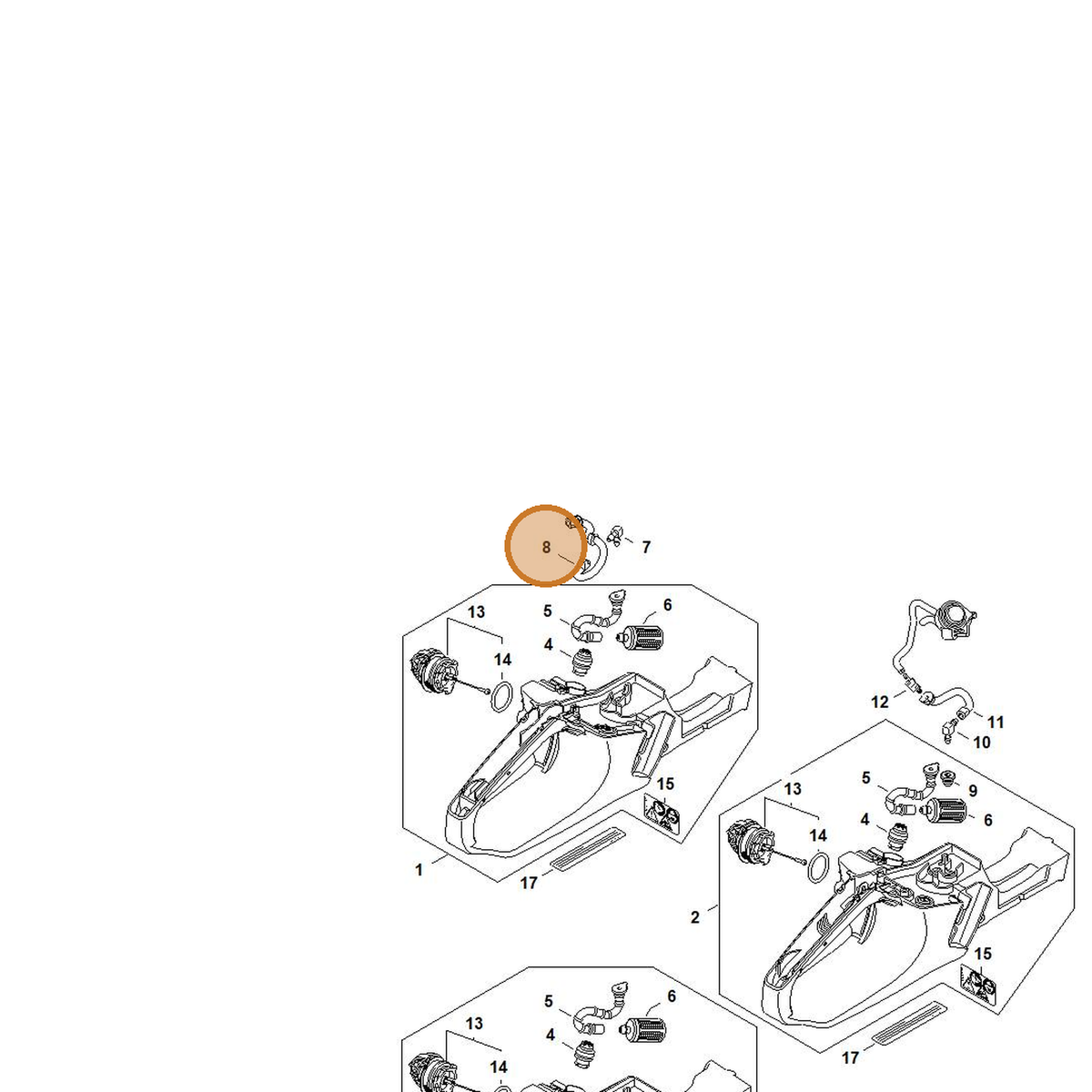 STIHL part 1141-358-7710 — IPL diagram snippet (6x zoom, amber highlight)