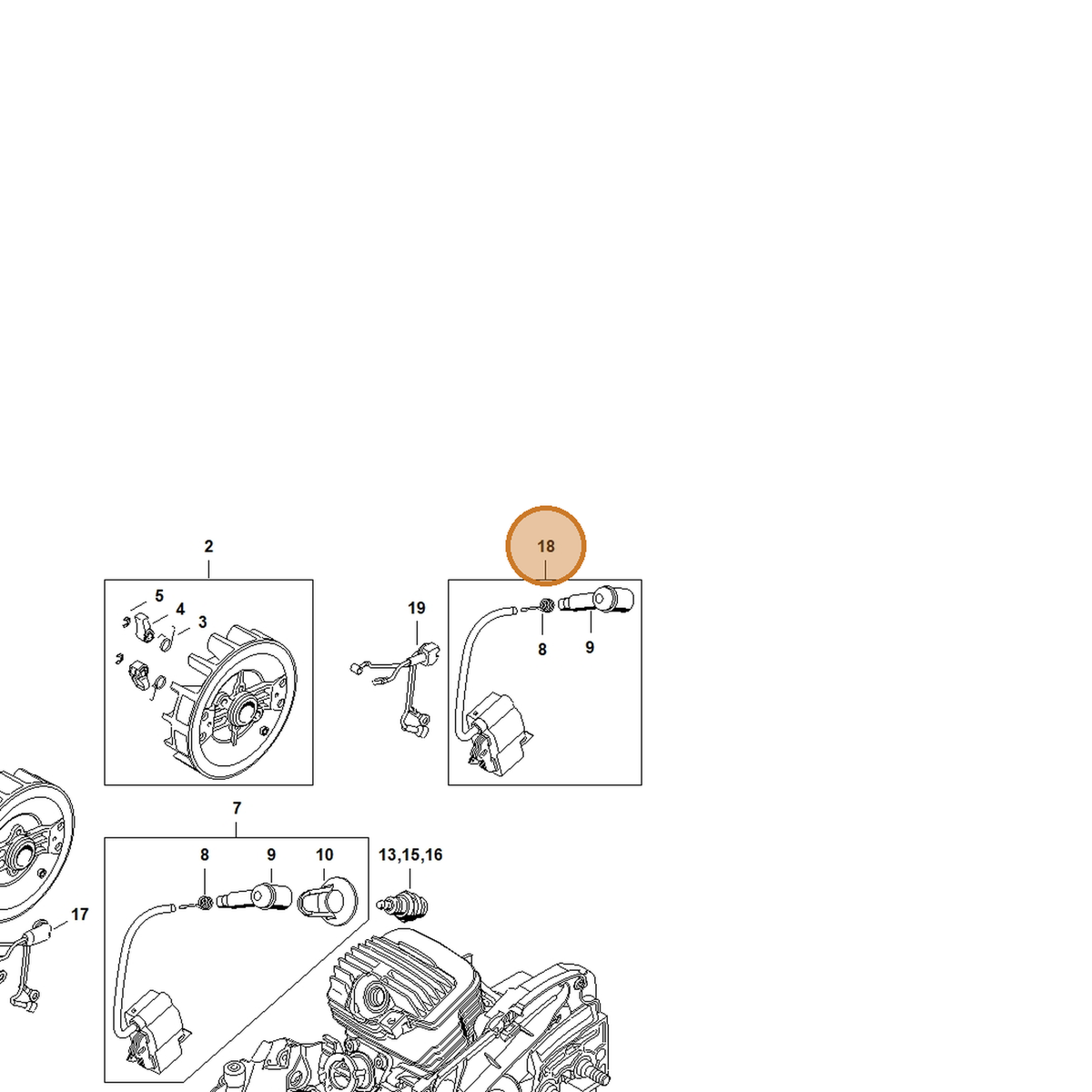 STIHL part 1141-400-1303 — IPL diagram snippet (6x zoom, amber highlight)
