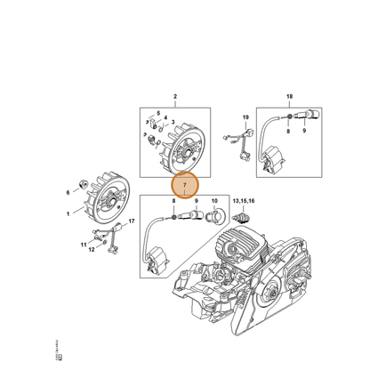 STIHL part 1141-400-1307 — IPL diagram snippet (6x zoom, amber highlight)