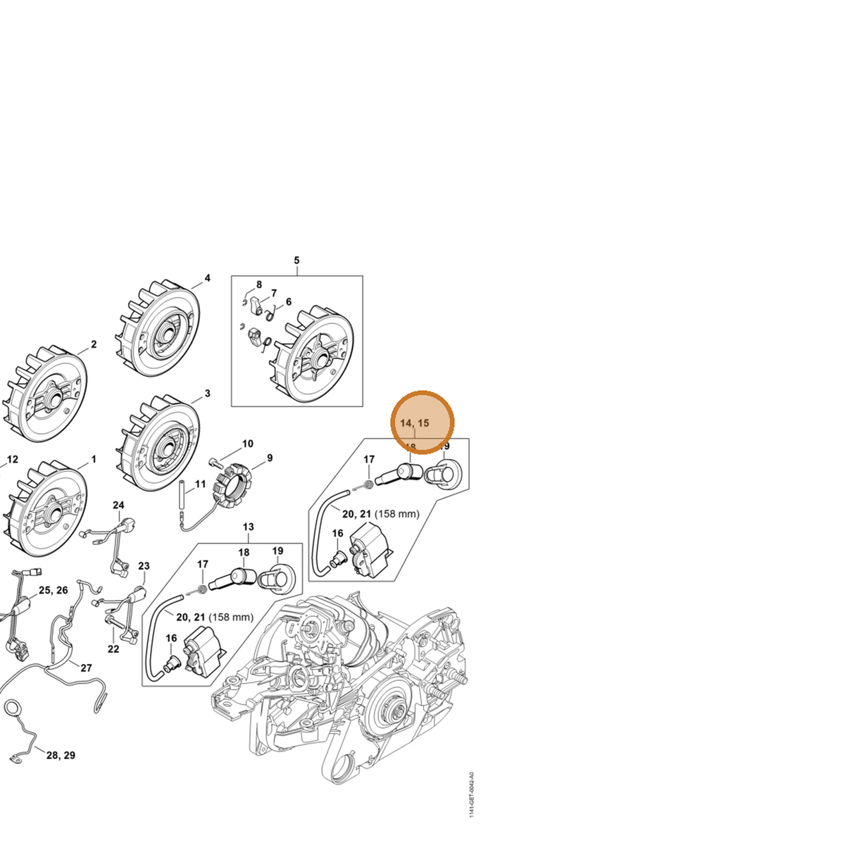 STIHL part 1141-400-4732 — IPL diagram snippet (6x zoom, amber highlight)