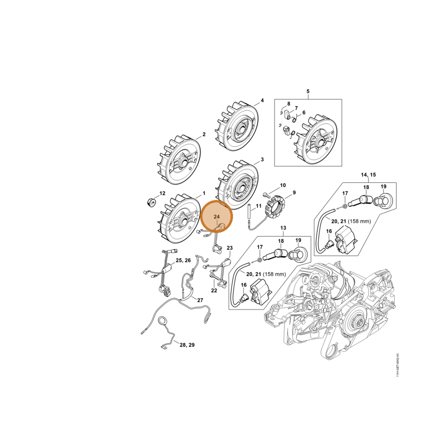 STIHL part 1141-440-3000 — IPL diagram snippet (6x zoom, amber highlight)