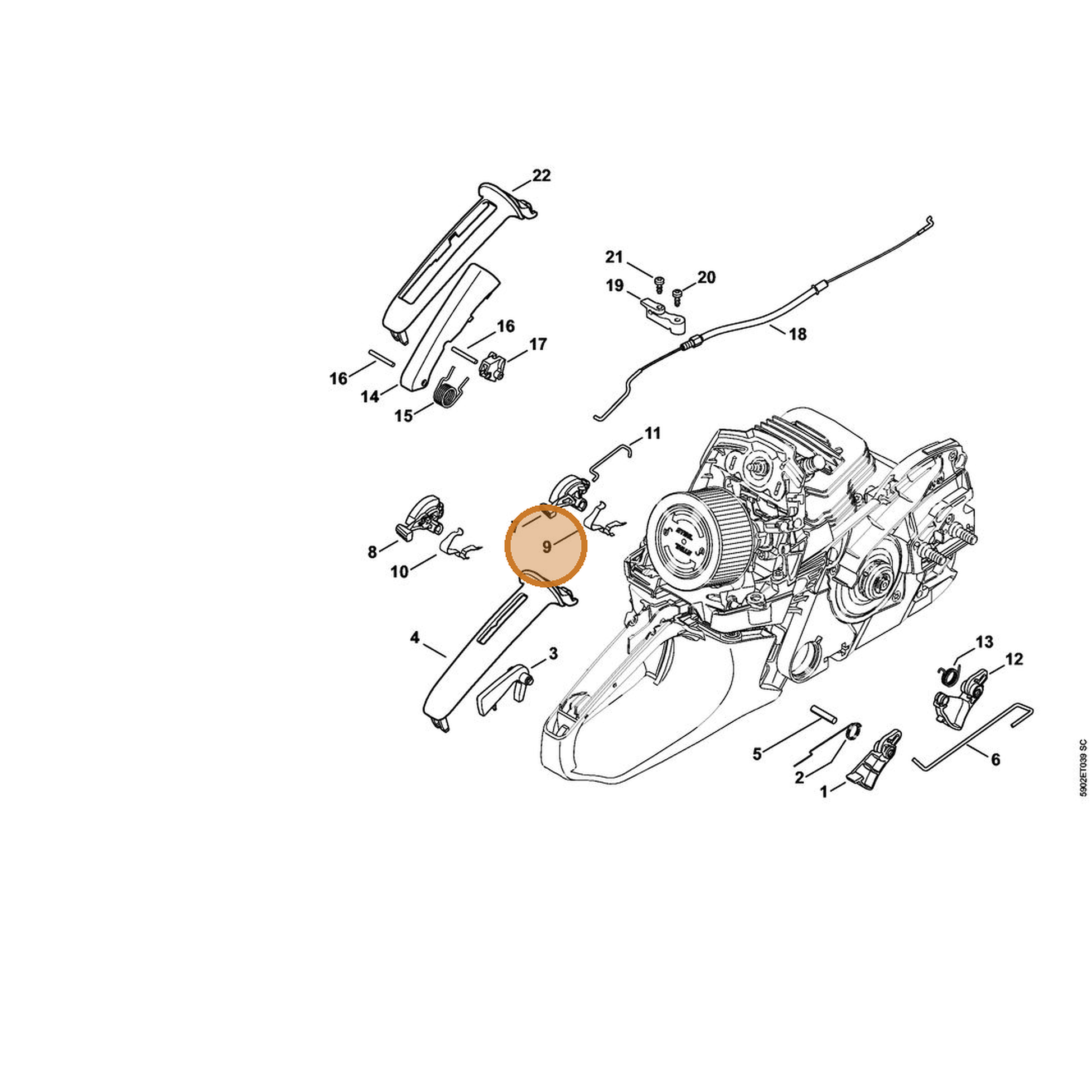 STIHL part 1141-442-1600 — IPL diagram snippet (6x zoom, amber highlight)