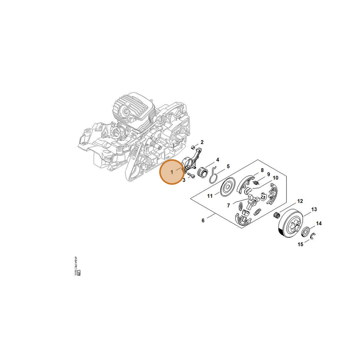 STIHL part 1141-640-3203 — IPL diagram snippet (6x zoom, amber highlight)
