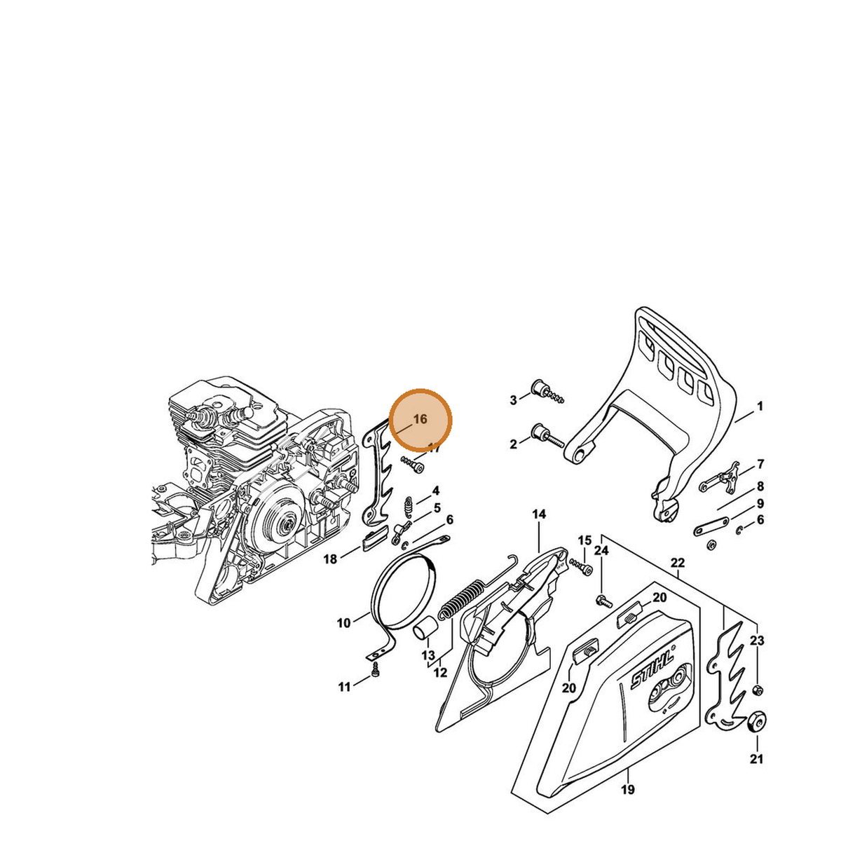 STIHL part 1141-664-0502 — IPL diagram snippet (6x zoom, amber highlight)
