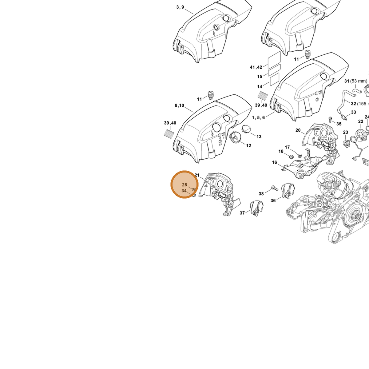 STIHL part 1141-701-3300 — IPL diagram snippet (6x zoom, amber highlight)