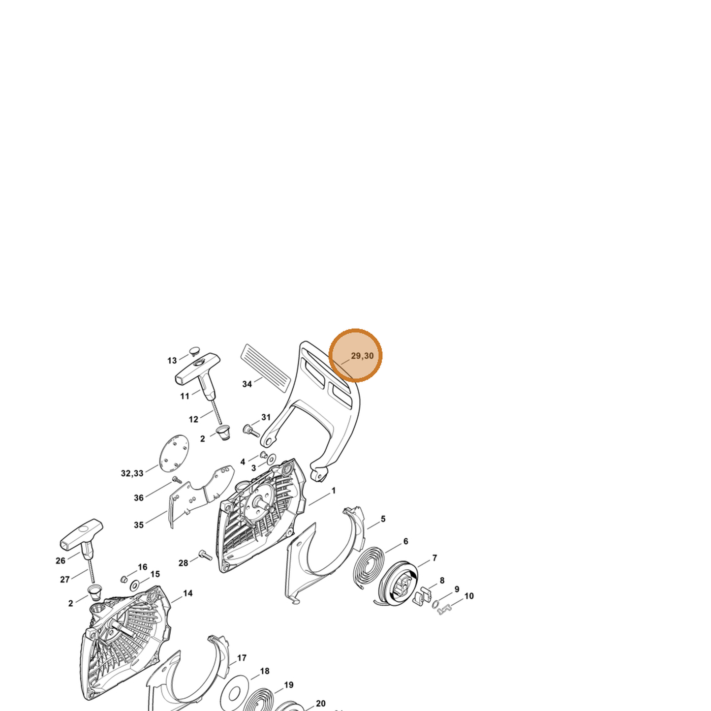 STIHL part 1141-790-9100 — IPL diagram snippet (6x zoom, amber highlight)