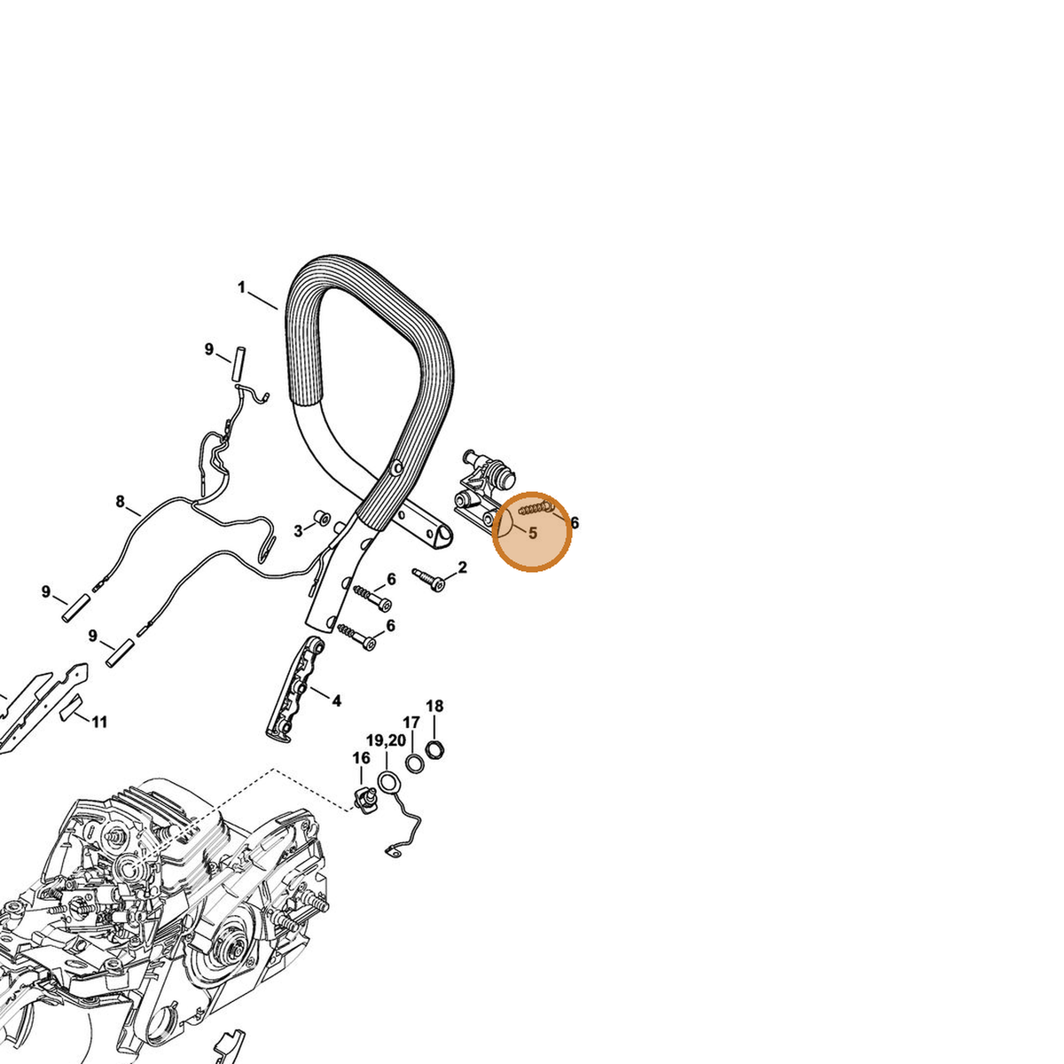 STIHL part 1141-791-1900 — IPL diagram snippet (6x zoom, amber highlight)