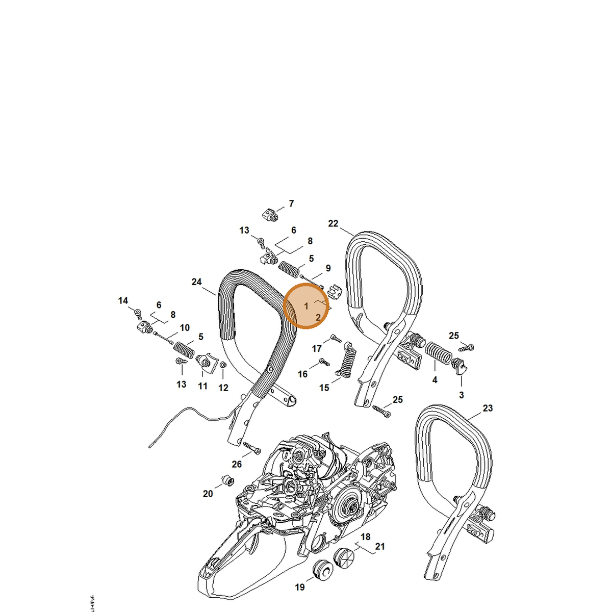 STIHL part 1141-791-2802 — IPL diagram snippet (6x zoom, amber highlight)