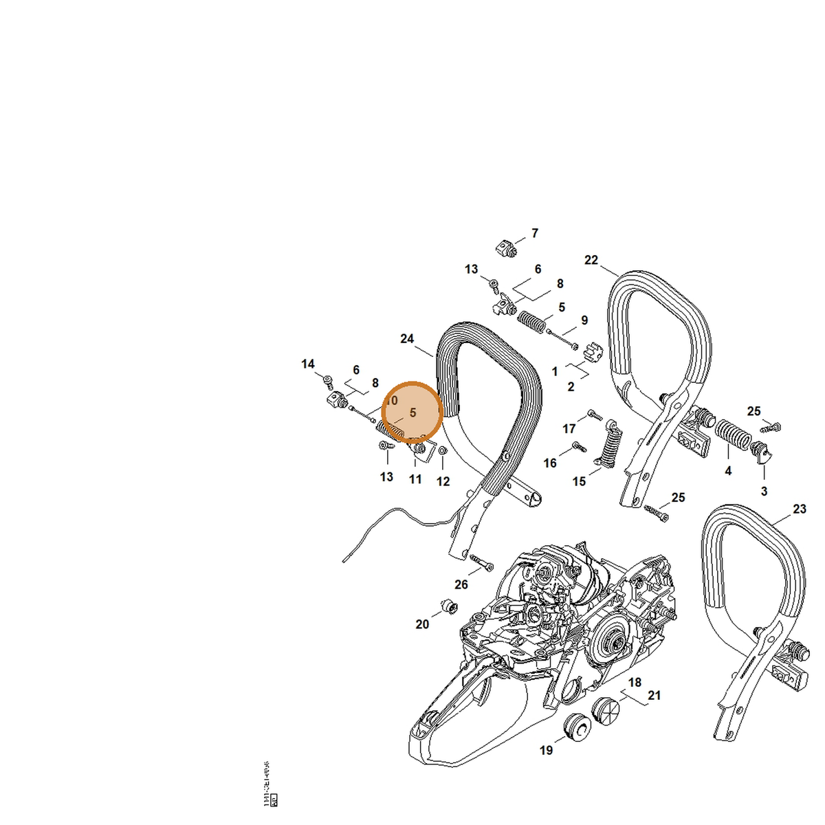 STIHL part 1141-791-3102 — IPL diagram snippet (6x zoom, amber highlight)