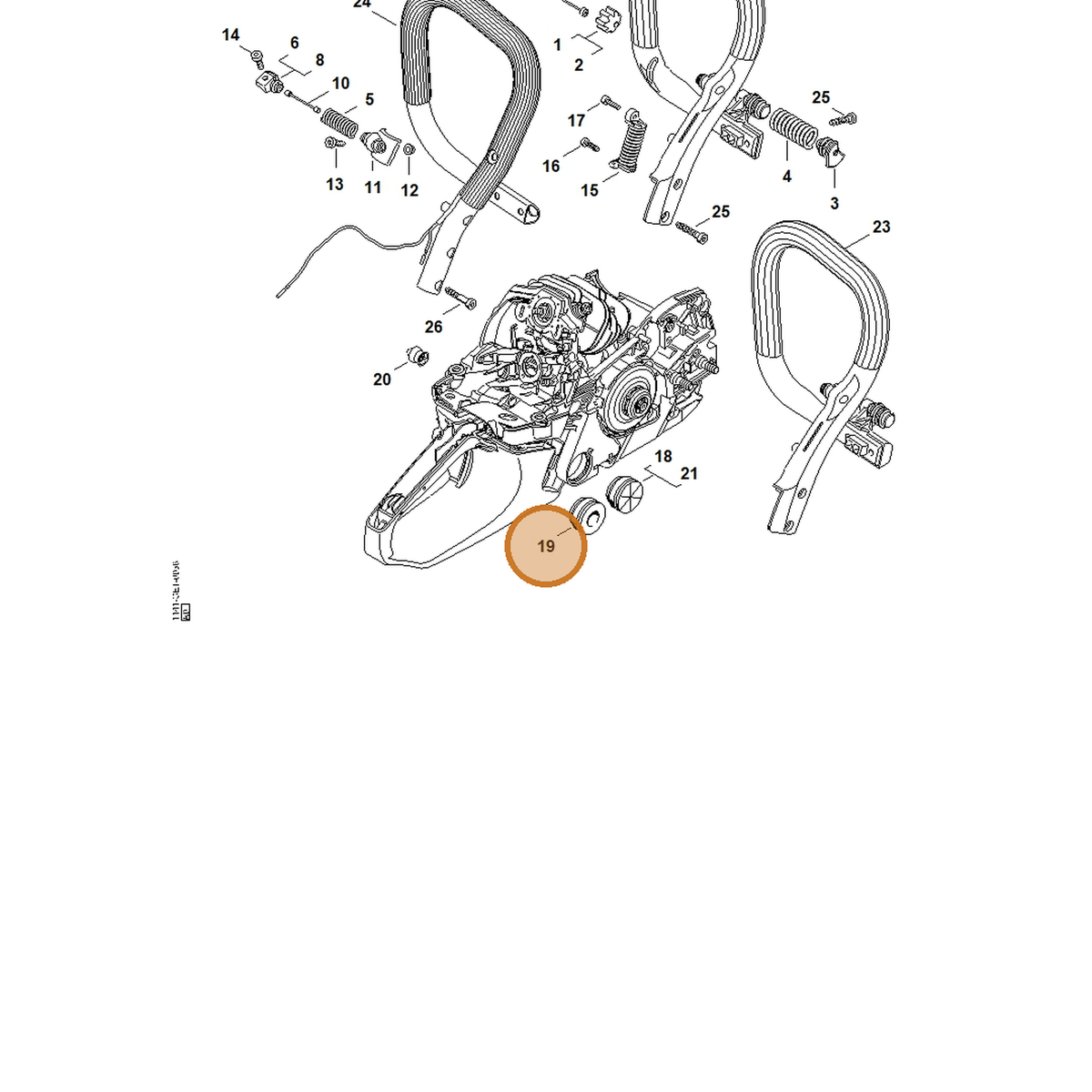STIHL part 1141-791-5908 — IPL diagram snippet (6x zoom, amber highlight)