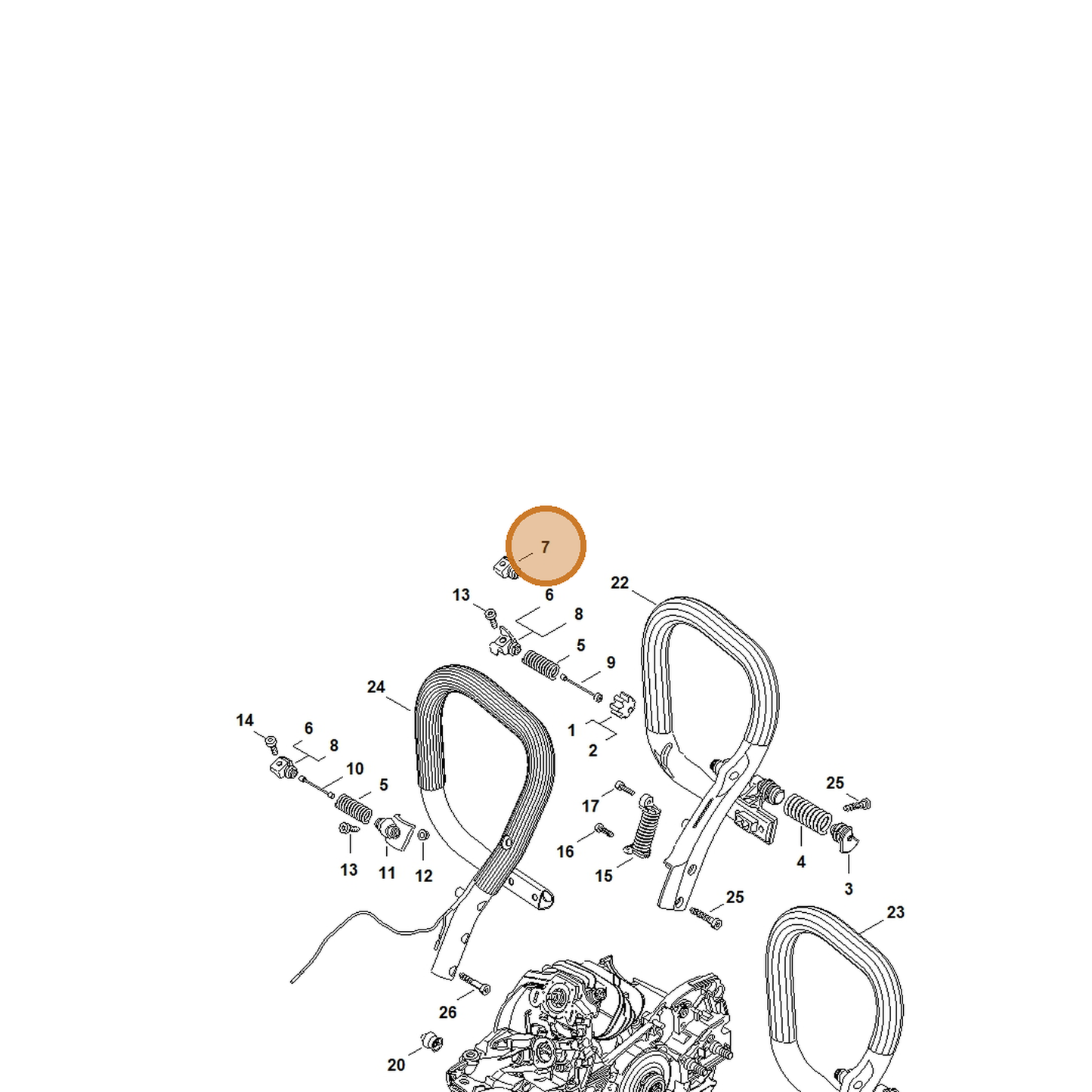 STIHL part 1141-792-2910 — IPL diagram snippet (6x zoom, amber highlight)