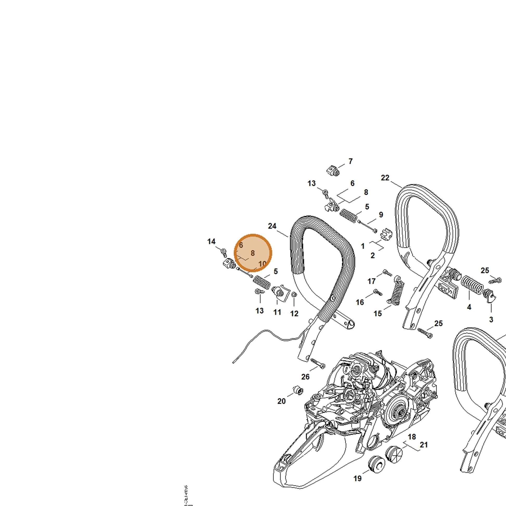 STIHL part 1141-792-2930 — IPL diagram snippet (6x zoom, amber highlight)