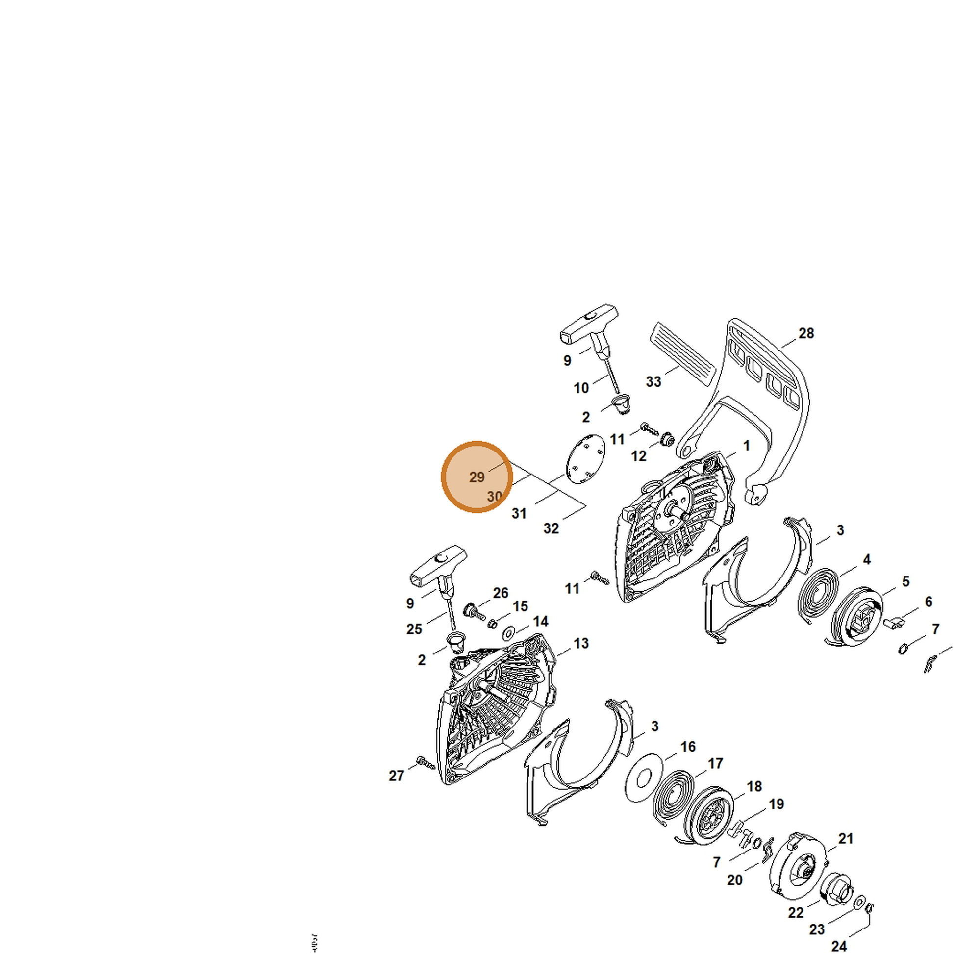 STIHL part 1141-967-1501 — IPL diagram snippet (6x zoom, amber highlight)