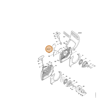 STIHL part 1141-967-1502 — IPL diagram snippet (6x zoom, amber highlight)