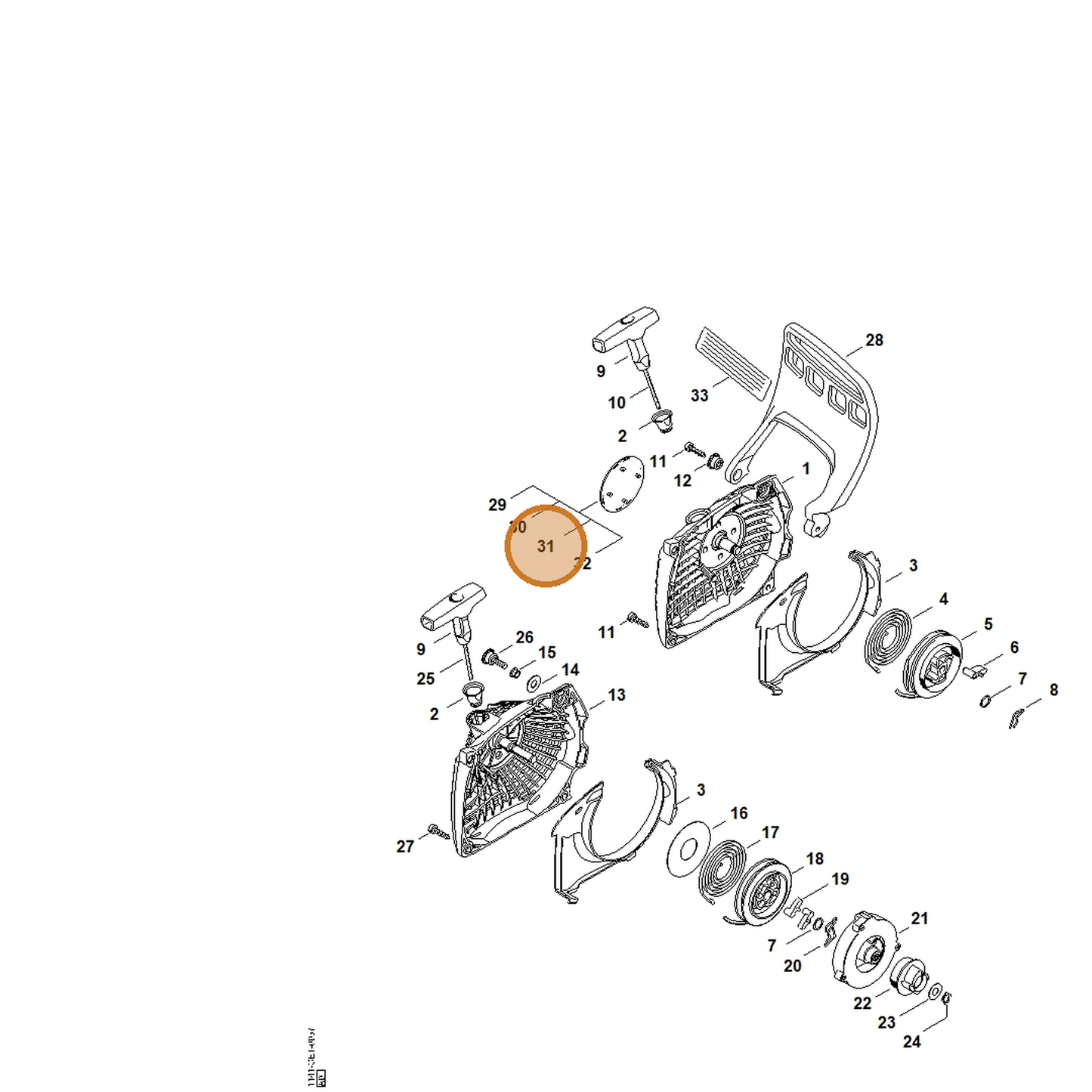 STIHL part 1141-967-1503 — IPL diagram snippet (6x zoom, amber highlight)