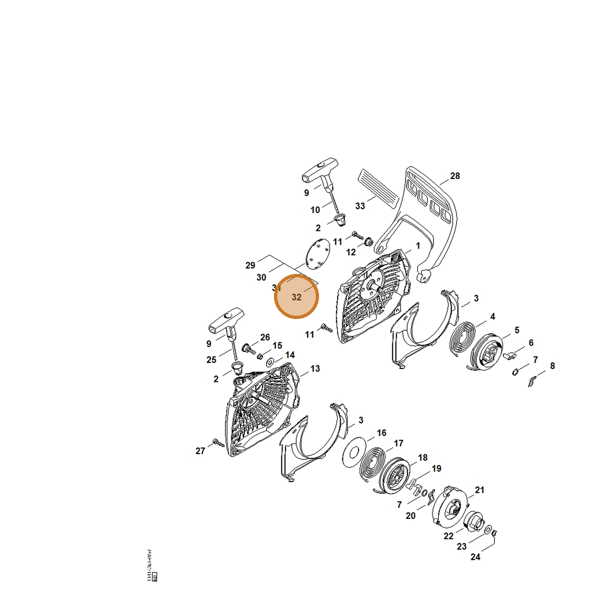 STIHL part 1141-967-1507 — IPL diagram snippet (6x zoom, amber highlight)
