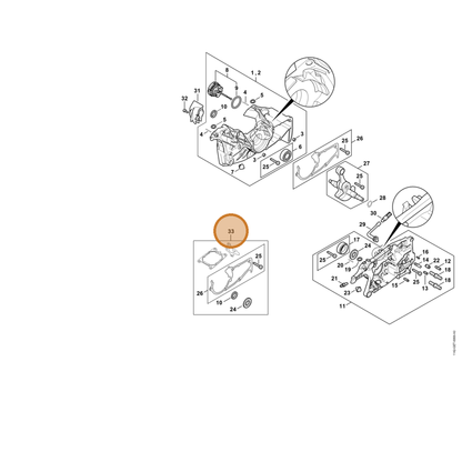 STIHL part 1142-007-1601 — IPL diagram snippet (6x zoom, amber highlight)