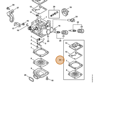 STIHL part 1142-007-1700 — IPL diagram snippet (6x zoom, amber highlight)