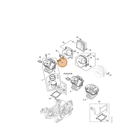 STIHL part 1142-020-9400 — IPL diagram snippet (6x zoom, amber highlight)