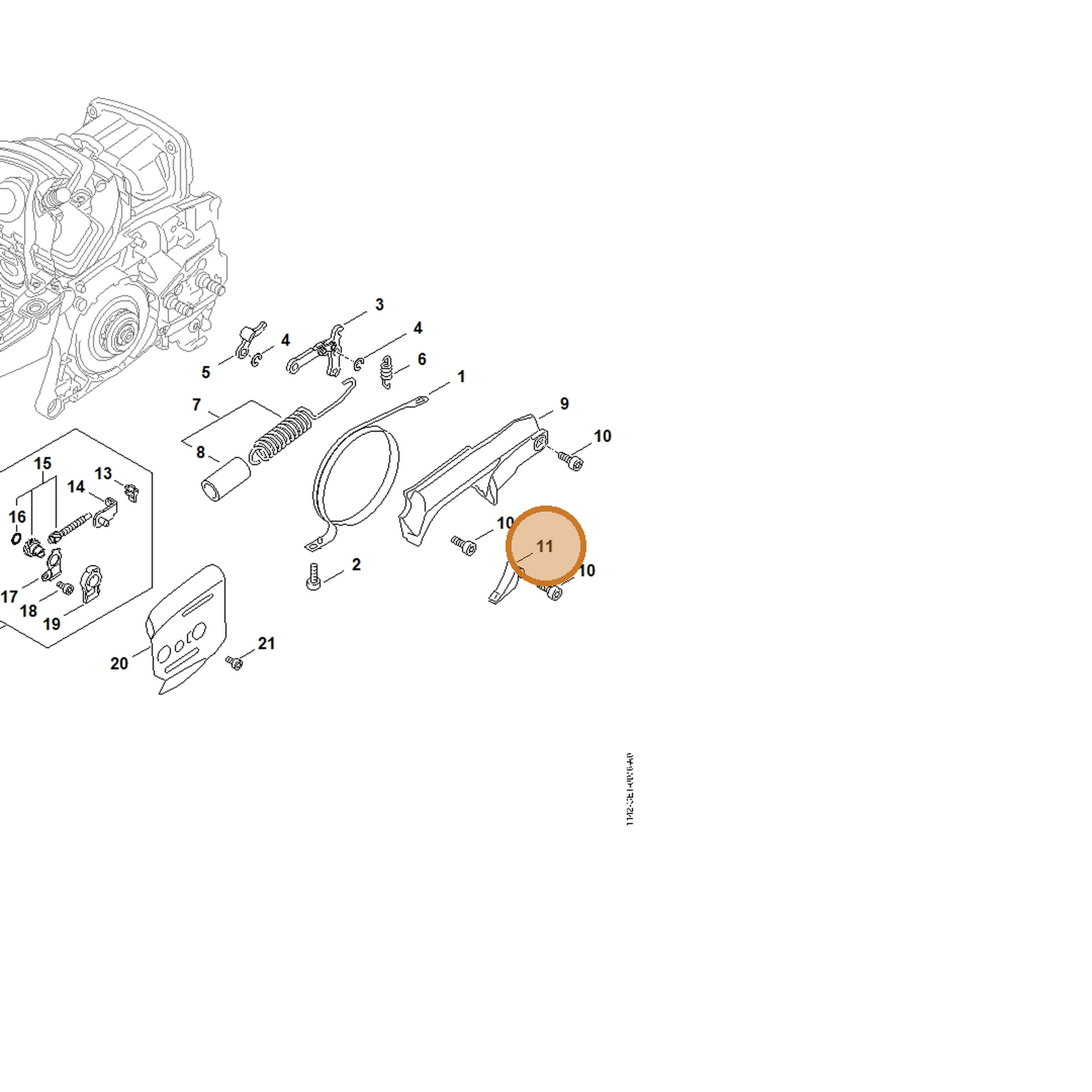 STIHL part 1142-021-1101 — IPL diagram snippet (6x zoom, amber highlight)