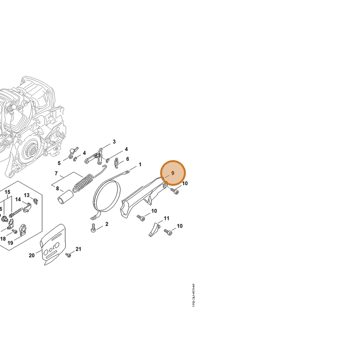 STIHL part 1142-021-1103 — IPL diagram snippet (6x zoom, amber highlight)