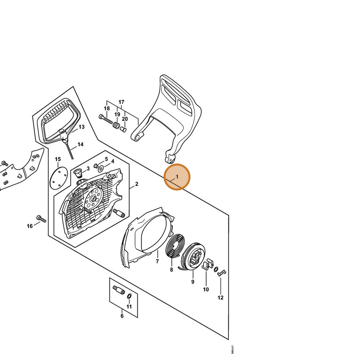 STIHL part 1142-080-2103 — IPL diagram snippet (6x zoom, amber highlight)