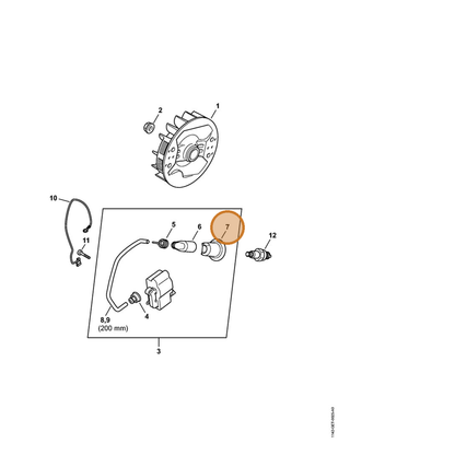 STIHL part 1142-084-1600 — IPL diagram snippet (6x zoom, amber highlight)