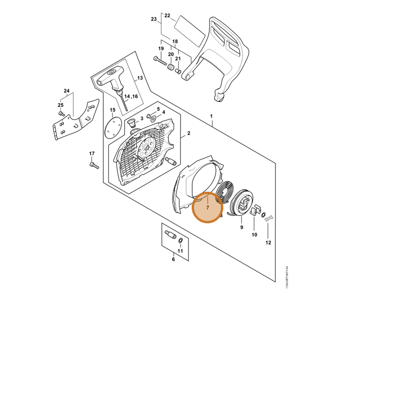 STIHL part 1142-084-7800 — IPL diagram snippet (6x zoom, amber highlight)