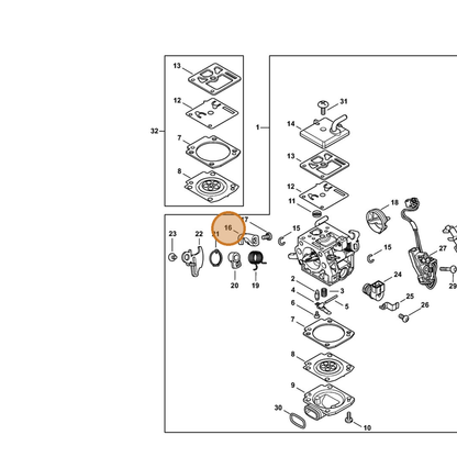 STIHL part 1142-121-3501 — IPL diagram snippet (6x zoom, amber highlight)