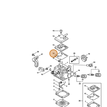 STIHL part 1142-121-4800 — IPL diagram snippet (6x zoom, amber highlight)